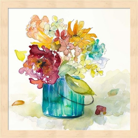 Metaverse Metaverse R910859-0120000-AEAAAACAN4 13.25 x 13.25 in. Flower Burst in Vase II Framed Wall Art by Lanie Loreth R910859-0120000-AEAAAACAN4